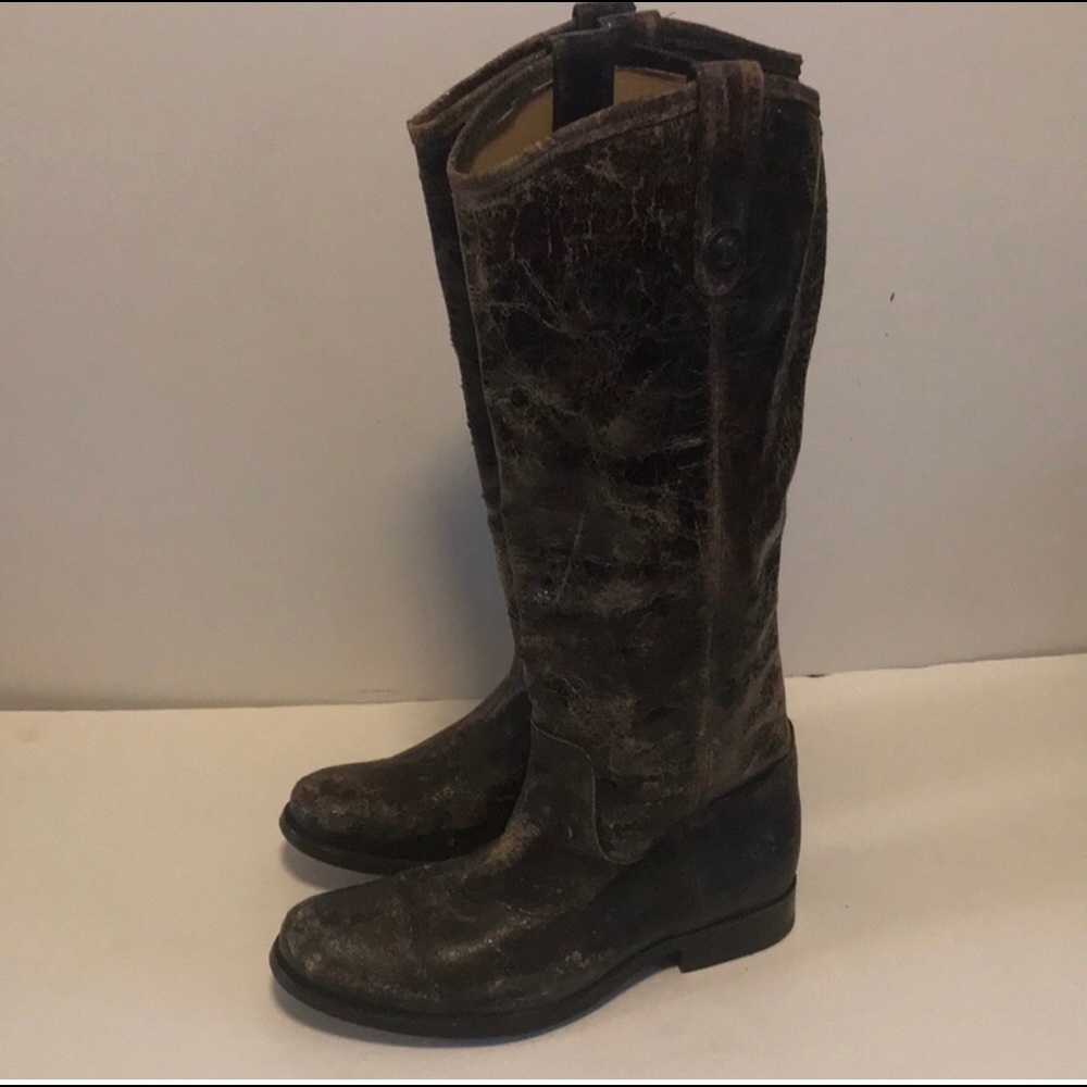 Frye Melissa button boot Distressed leather